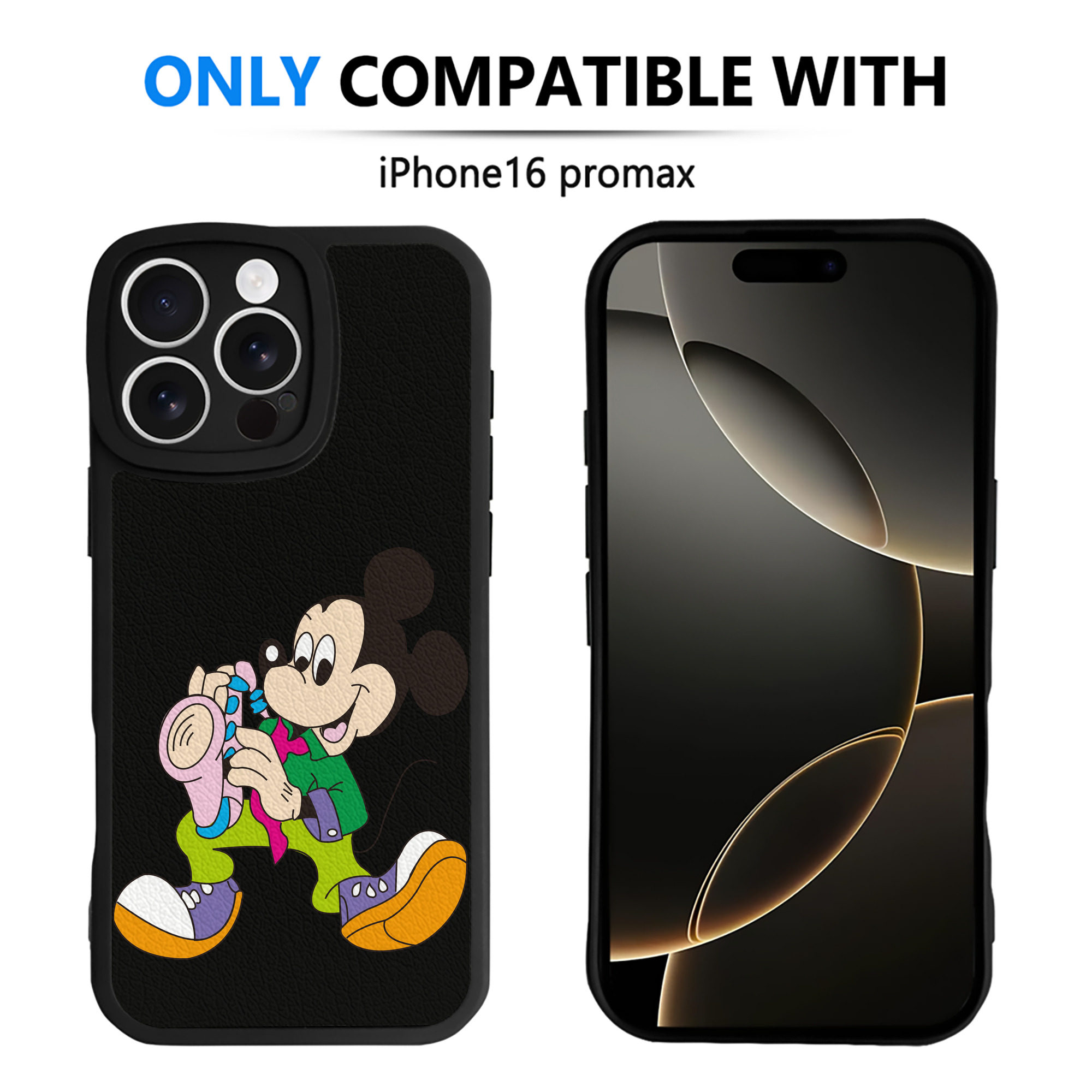 （画像用） ミッキーマウス Mickey Mouse 【iPhone 16シリーズ対応】シリコンスマホケース（レザー調） 材質：シリコン